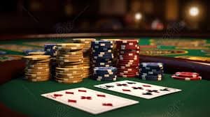 Three Card Poker hand display on link 7meter showing player cards, dealer cards, and payout structure